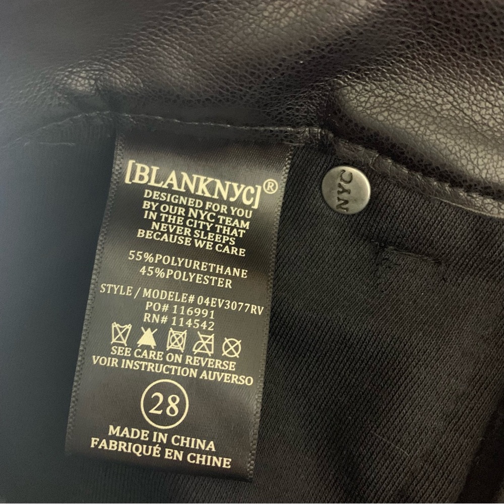 Blank NYC vegan leather Baxter pants size 28 nowhere road - Picture 6 of 12